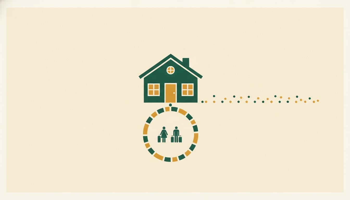 Illustration of two paths from one house door: one loops back, one fades away