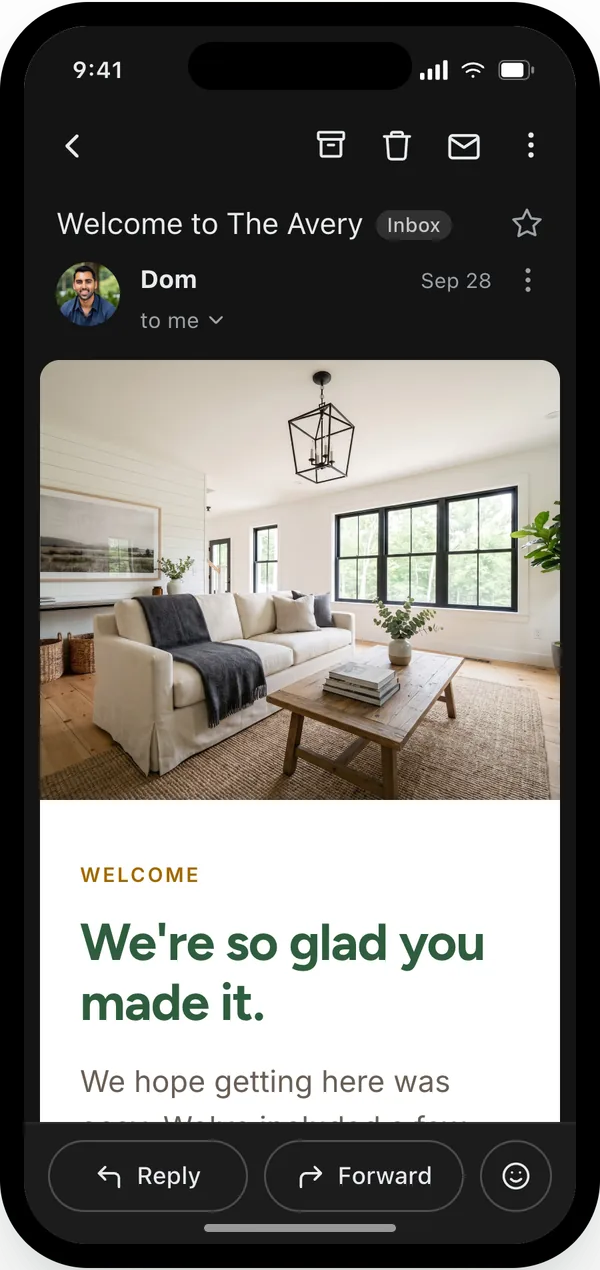 The GuestLink welcome email in a guest's Gmail inbox