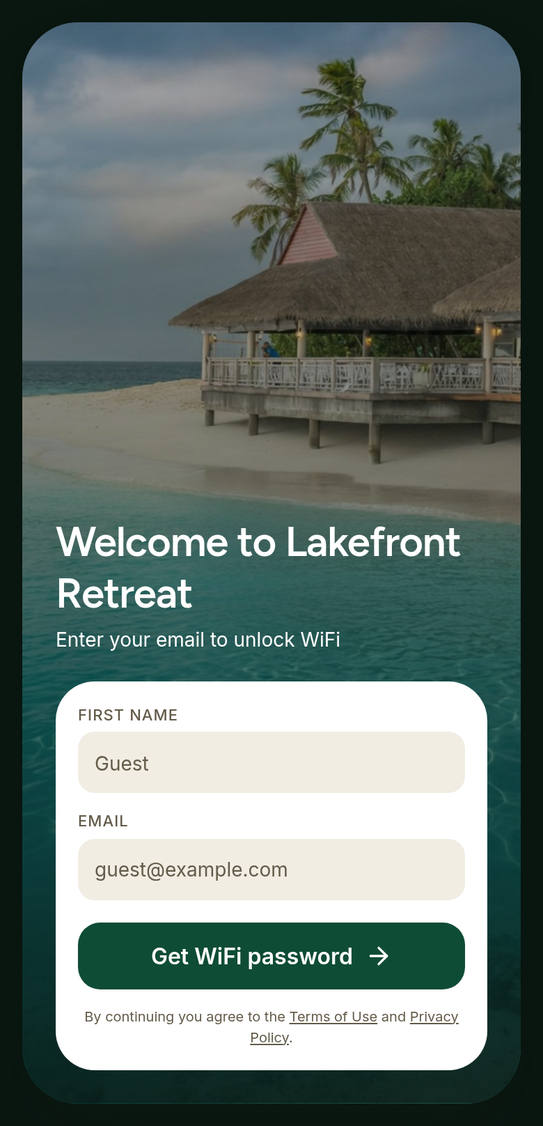 Email for the WiFi password