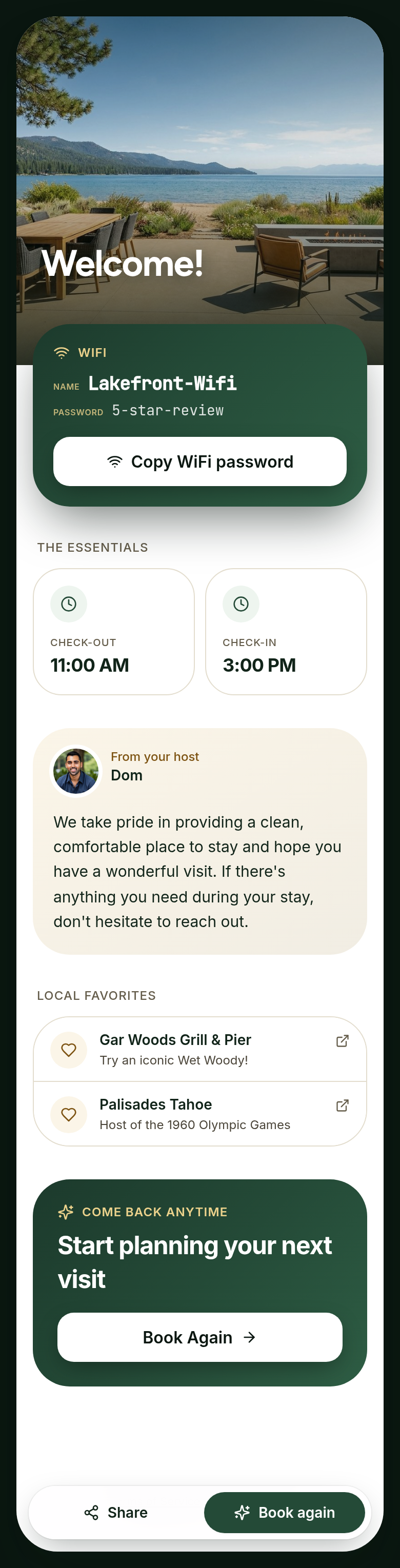 The branded welcome page